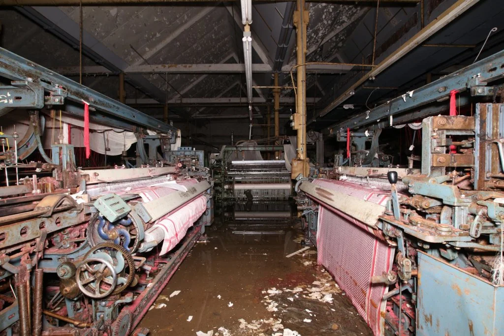 The inside of an old factory