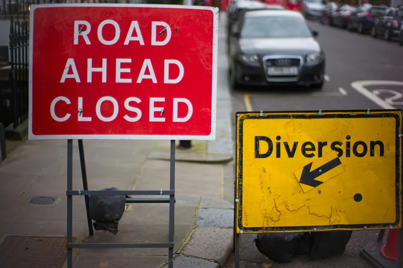road closed, Diversion