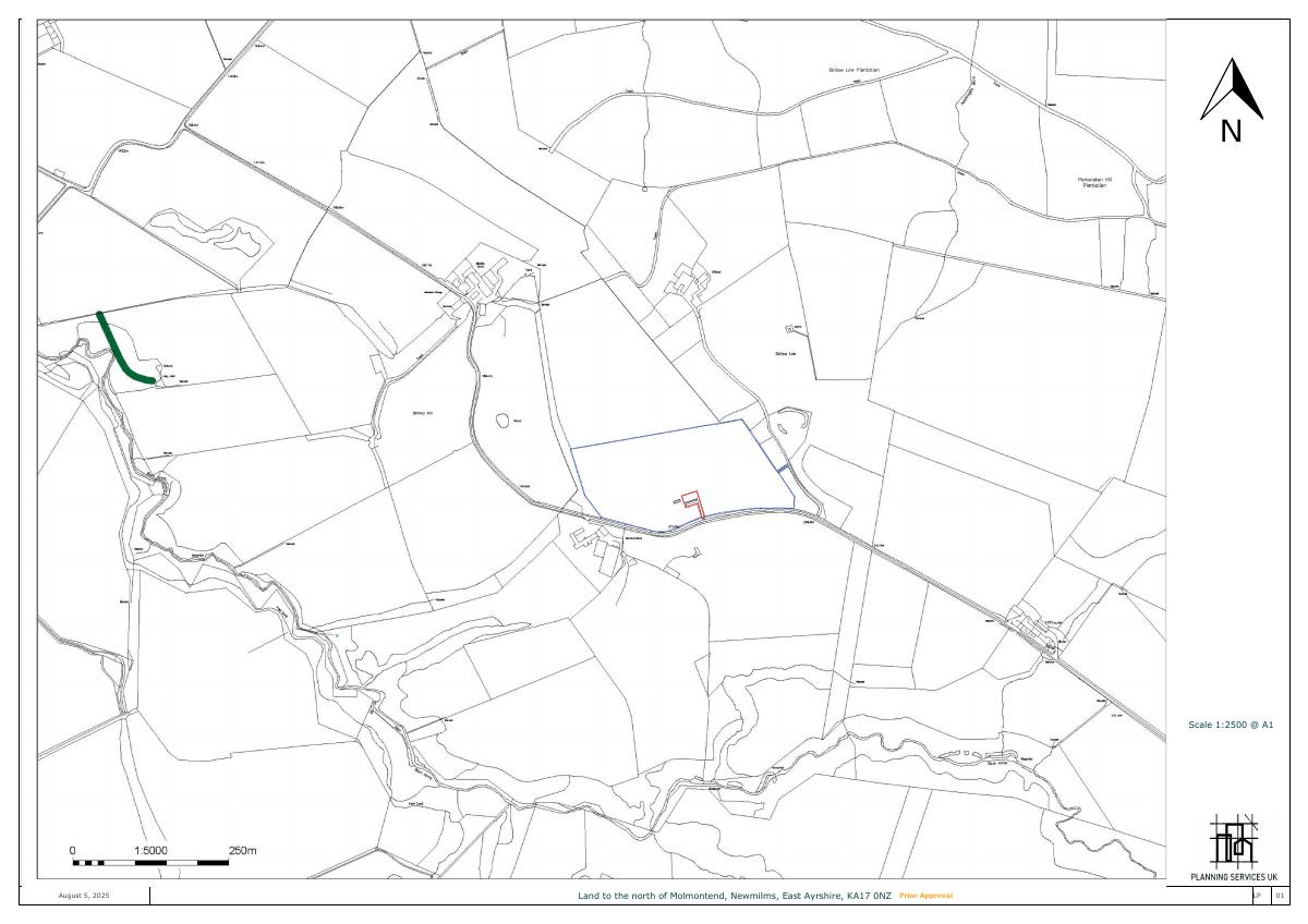 Refused - location plan for Land to the north of Molmontend, Newmilns East Ayrshire, KA17 0NZ