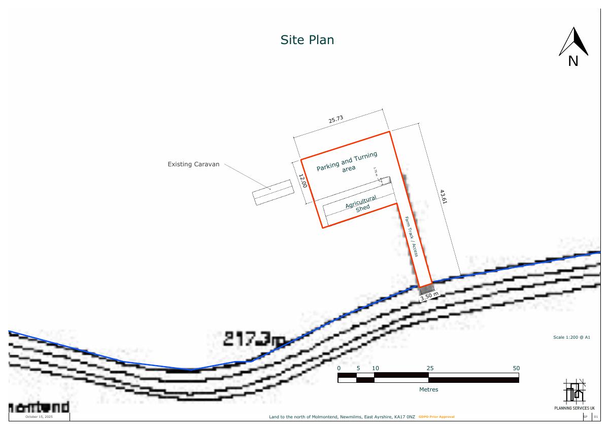 Refused - proposed site plan for Land to the north of Molmontend, Newmilns East Ayrshire, KA17 0NZ