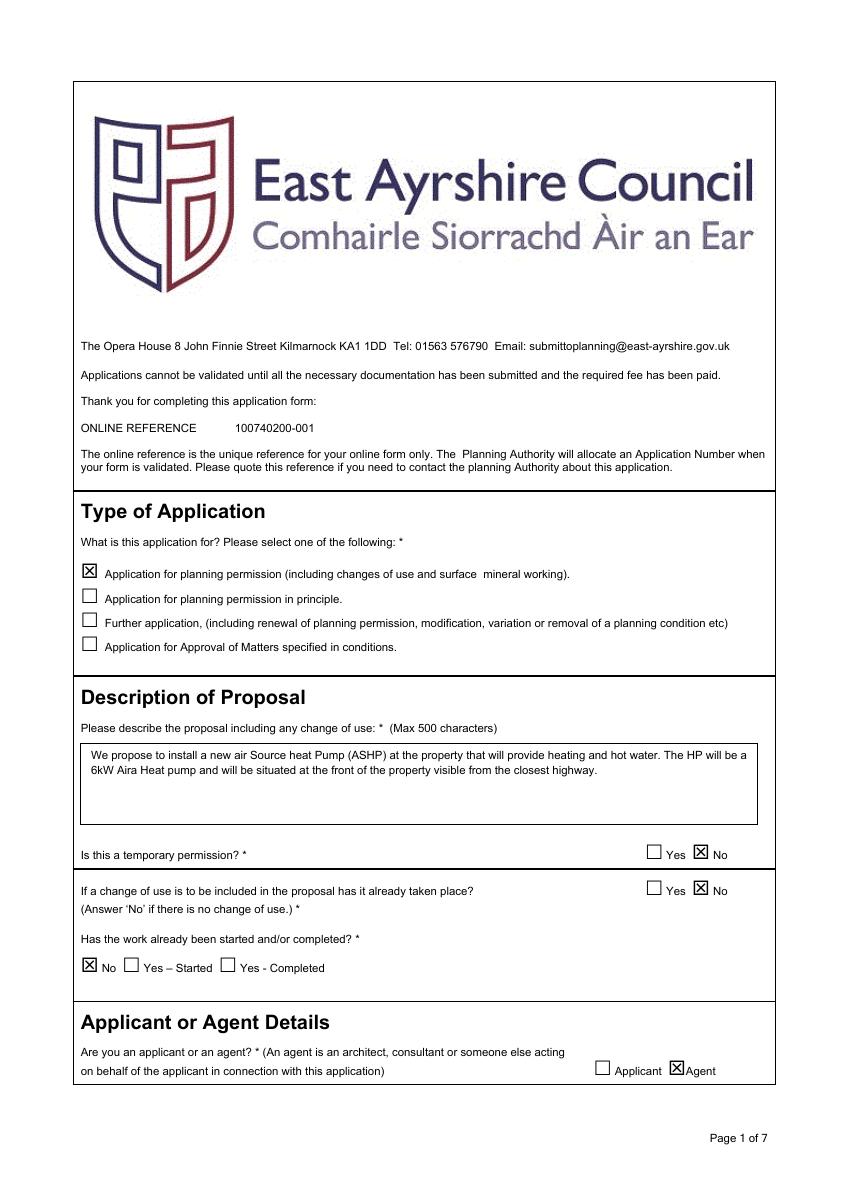 Application form