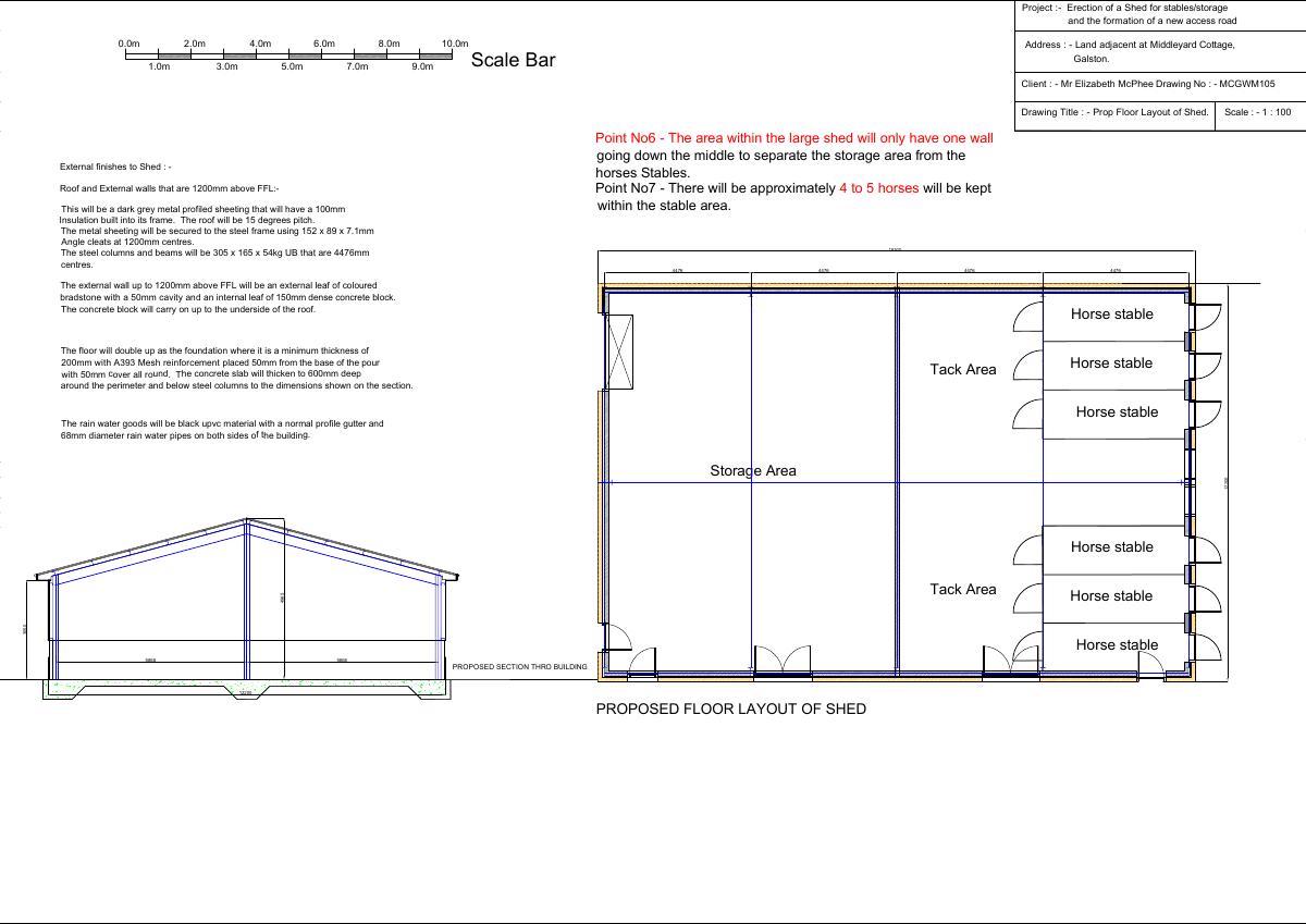 Proposed floor layout of shed