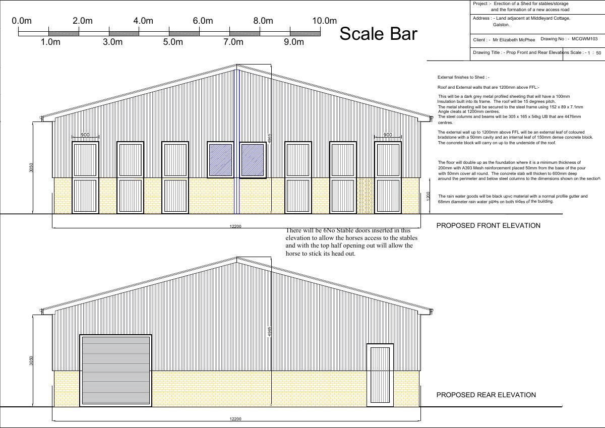 Proposed front and rear elevations