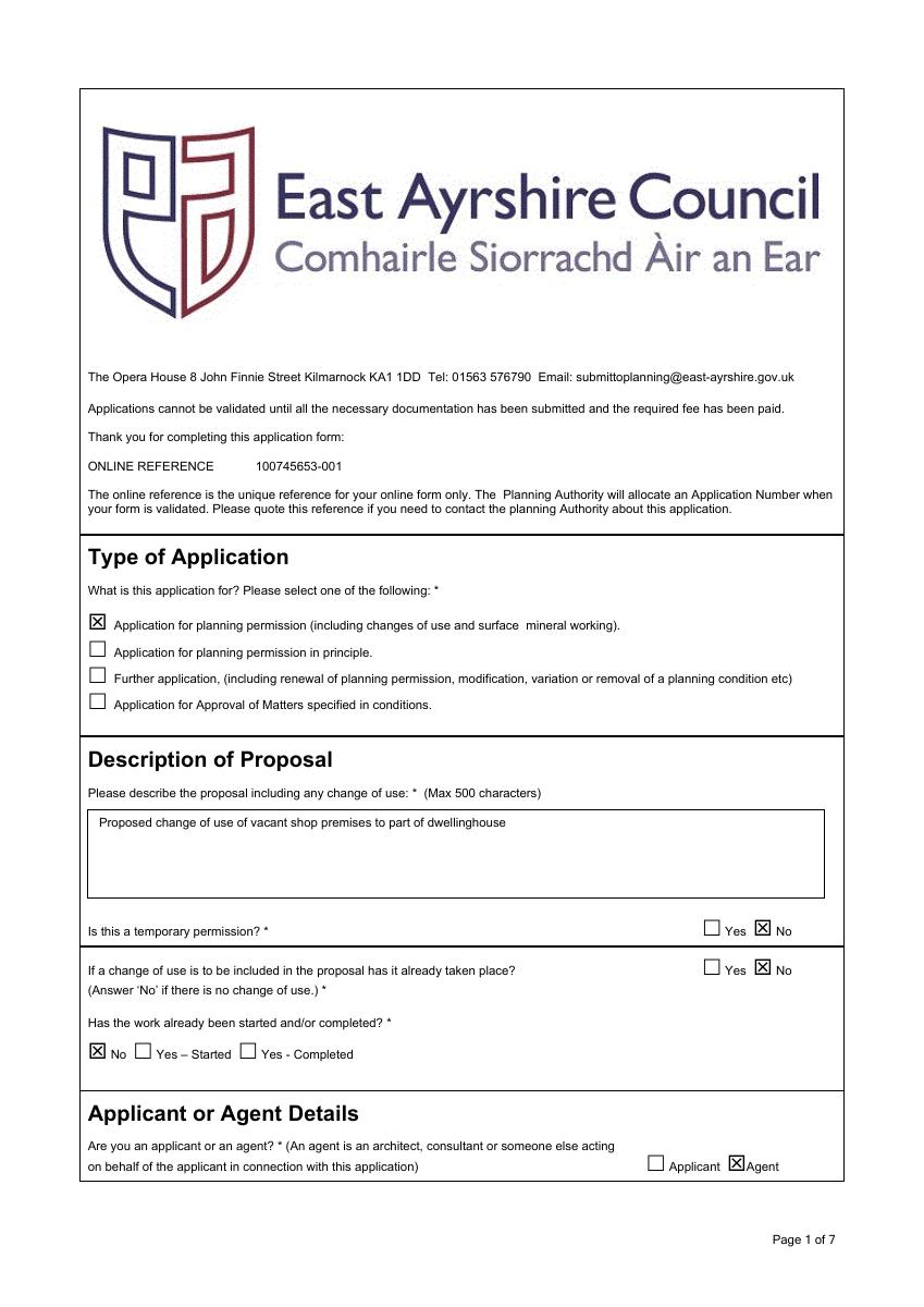 Application form