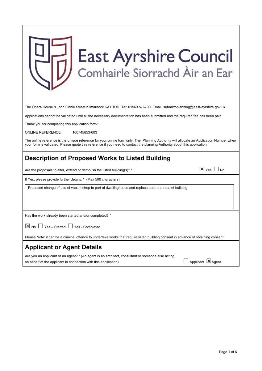 Application form
