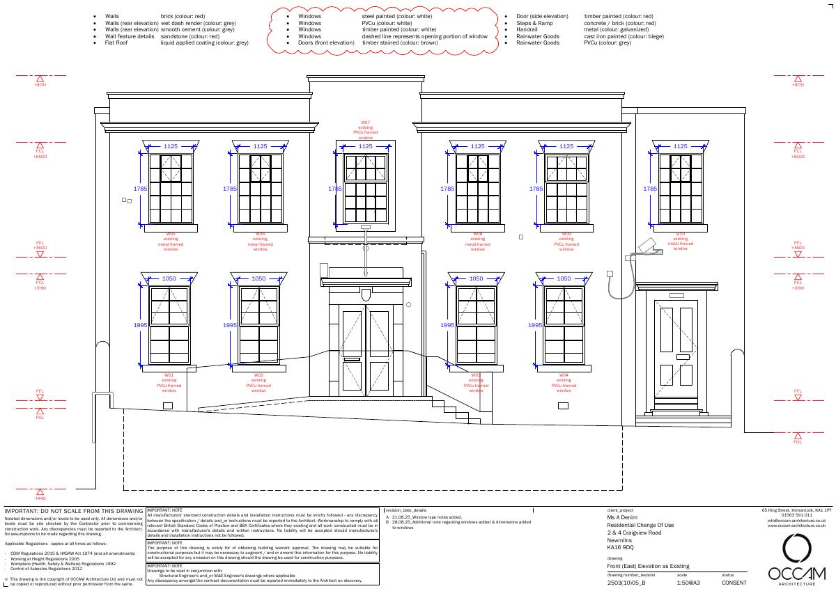 Front east elevation as existing