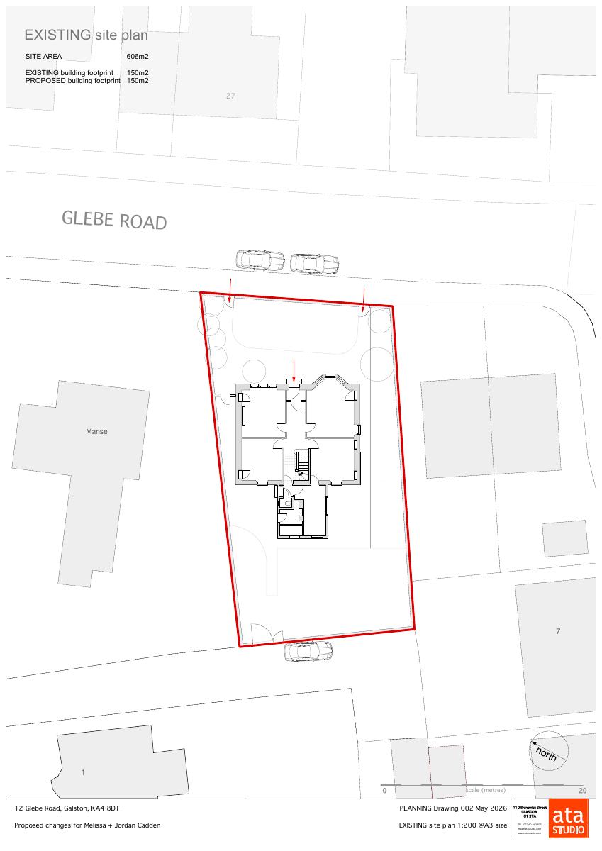 Approved existing site plan for 12 Glebe Road Galston East Ayrshire KA4 8DT