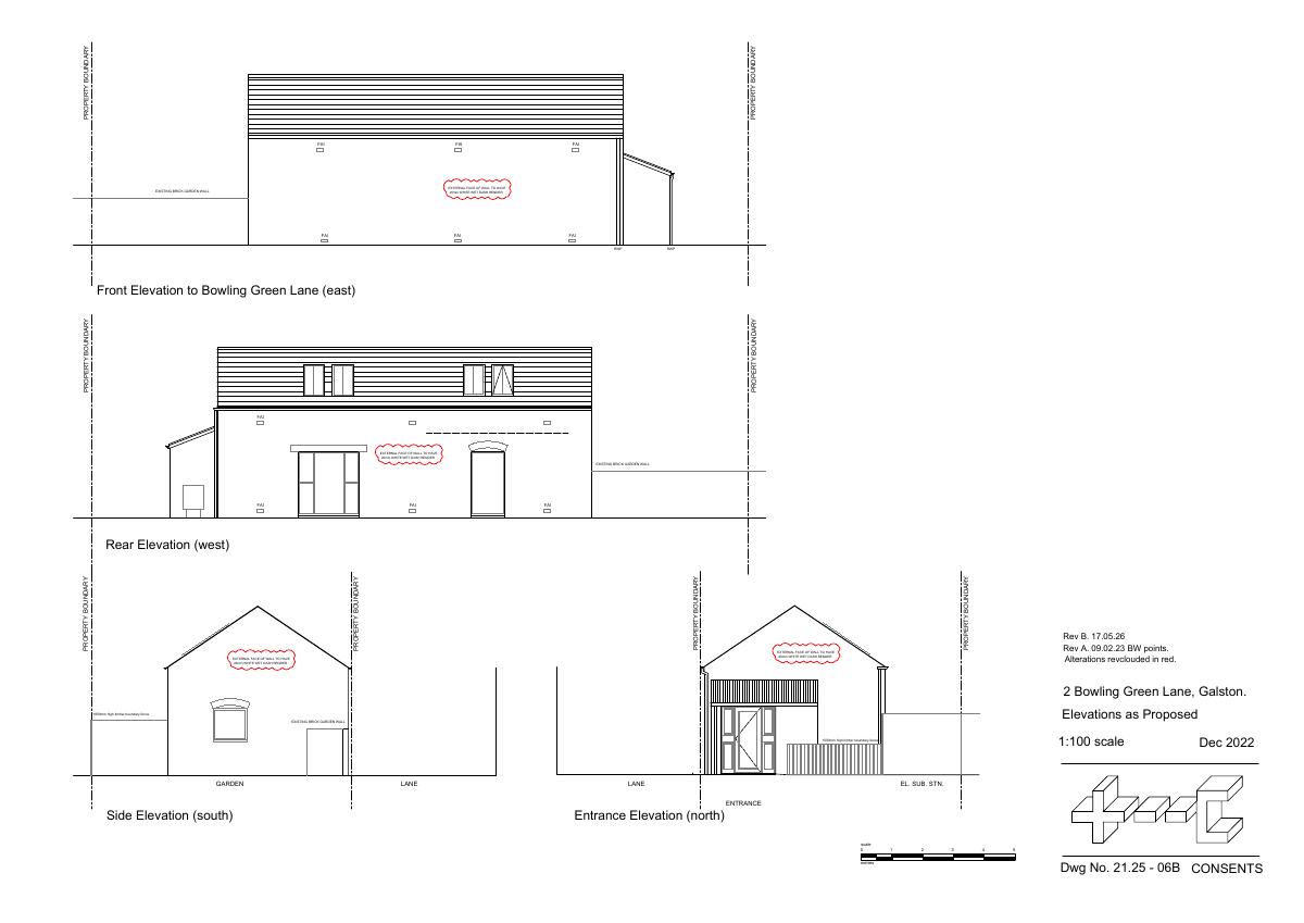 Elevations as proposed for 2 Bowling Green Lane Galston East Ayrshire KA4 8AN