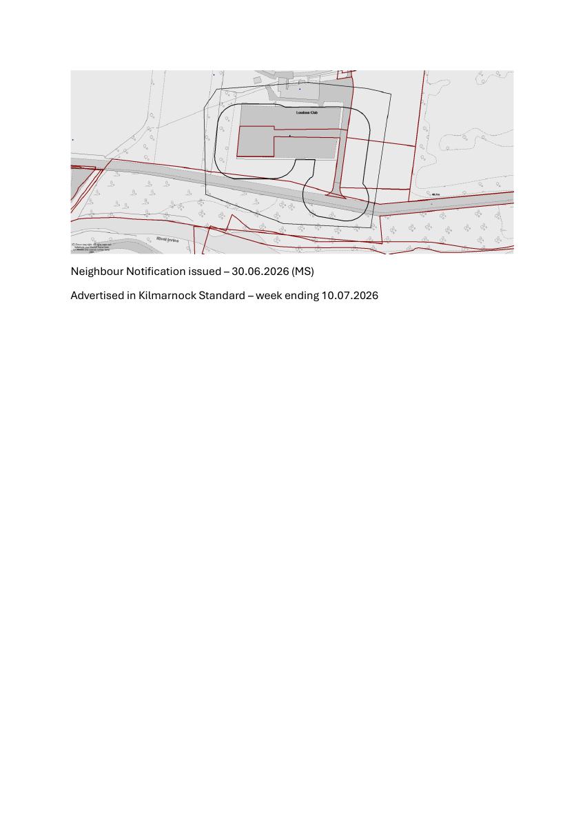 Neighbour notification plan for Site Of Derelict MUGA A71 Galston Roundabout To U33 Woodhead Galston East Ayrshire KA4 8PD