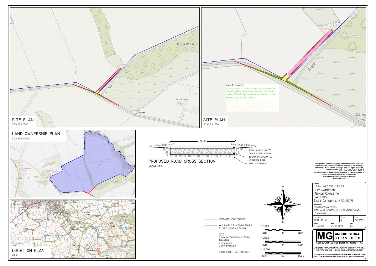 Location plan/composite plan for Land By Threepwood Farm U55 Threepwood And Cairnhill From C104 At Sornhill To U56 Meikle Carleith Galston East Ayrshire KA4 8ND