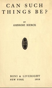 Cover of Can Such Things Be? by Ambrose Bierce