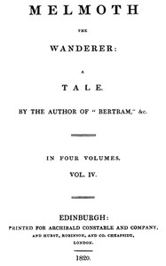 Cover of Melmoth the Wanderer, Vol. 4 by Charles Robert Maturin