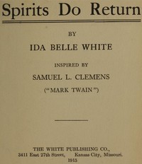 Cover of Spirits do return by Ida Belle White