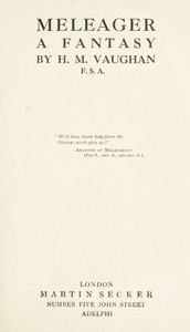 Cover of Meleager by Herbert M. Vaughan
